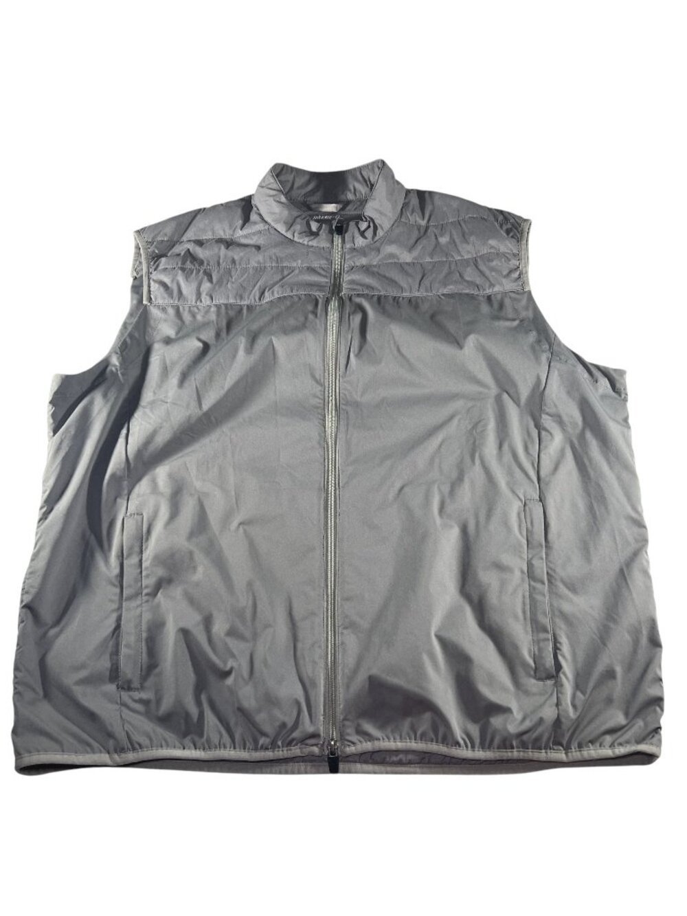Johnnie-O Mens Gray Quilted Full Zip Lightweight Vest 2XL Nylon Lined Outdoor